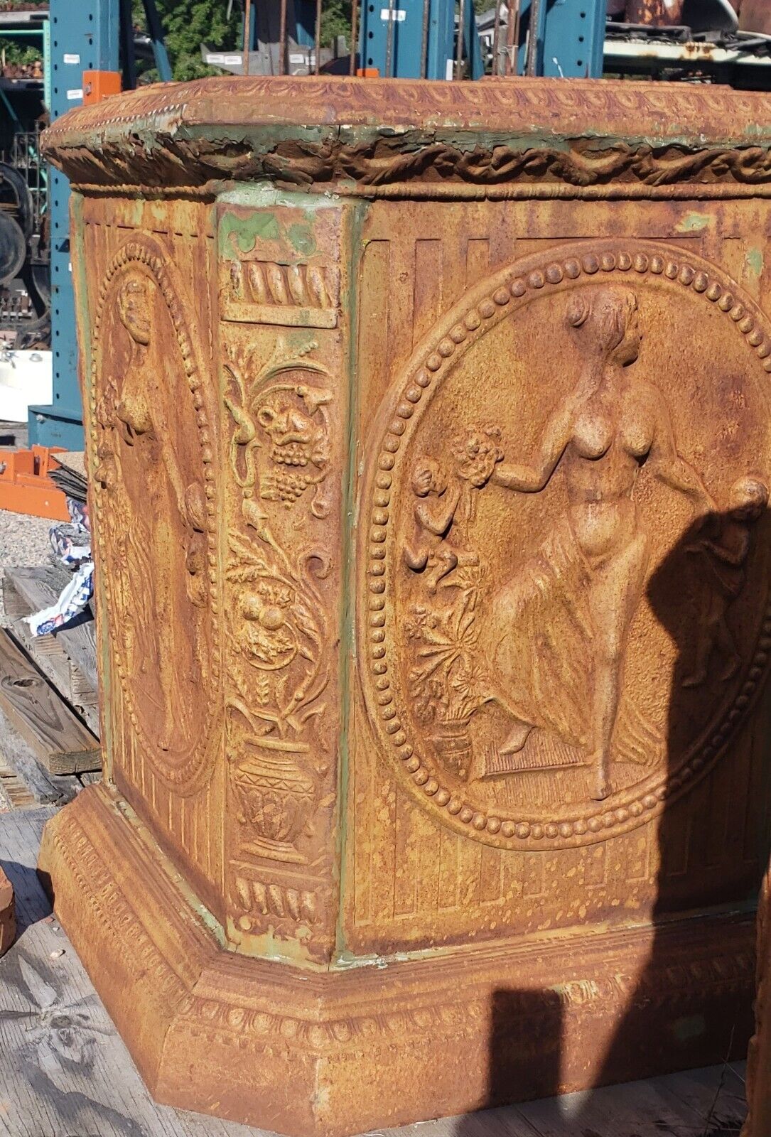 Pair of Huge Cast Iron Ornate Pedestals