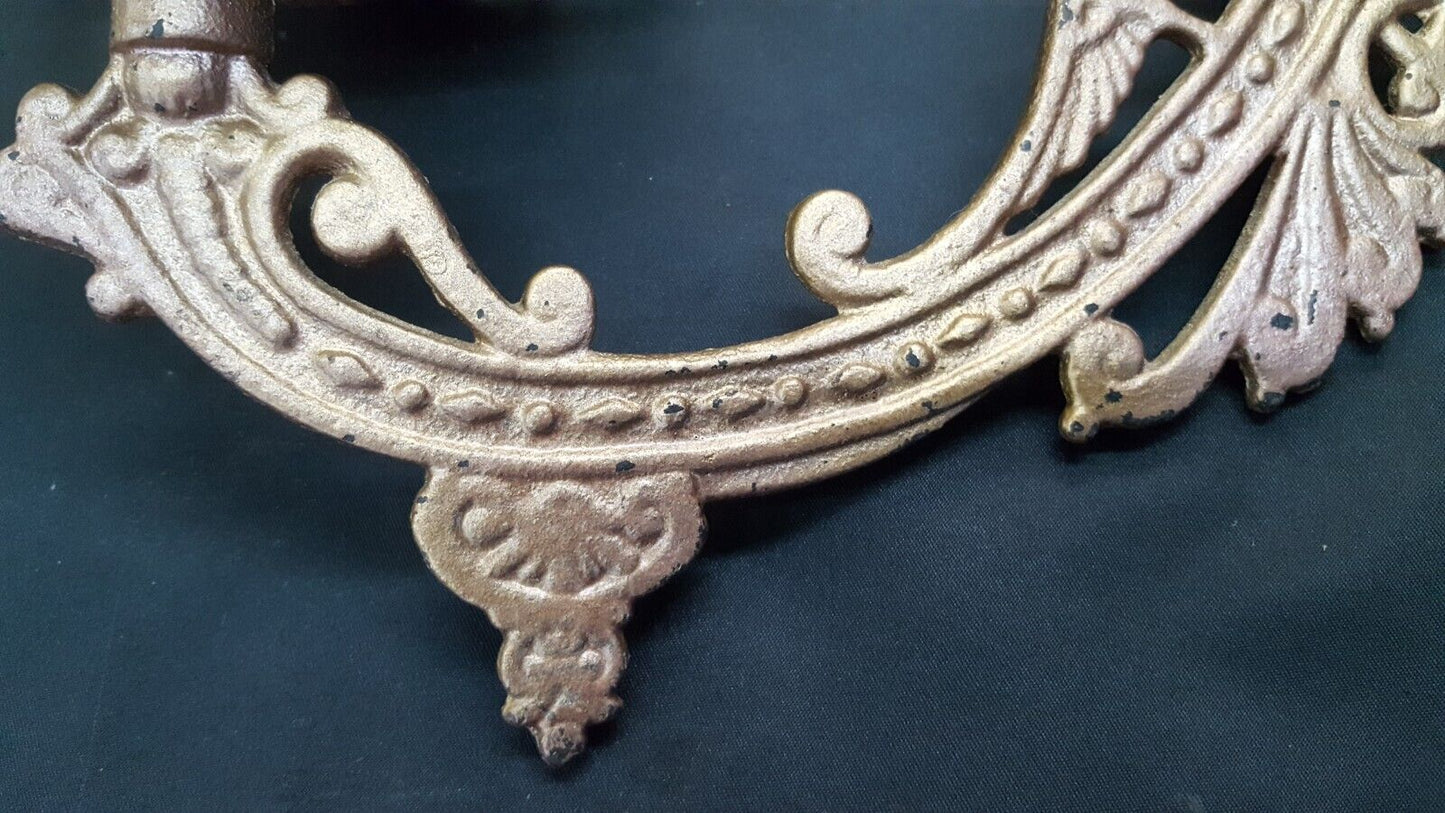 Ornate Cast Iron Victorian Fiigree Oil Lamp Sconce with Wall Bracket