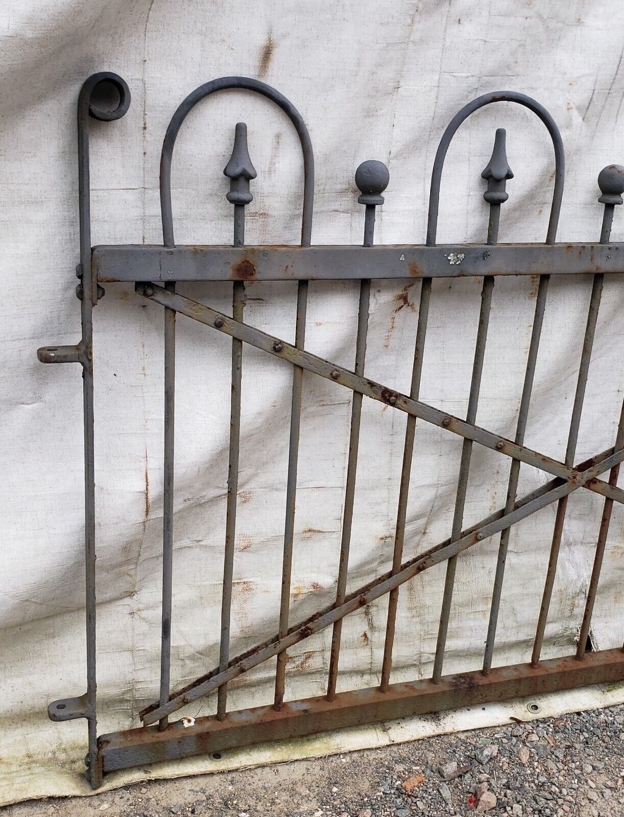 Pair of Hairpin Cross Hatch Wrought Iron Gates 115” x 37" (9’7” W x 37”H) GA9476