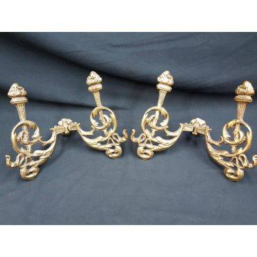 Set of Two Cast Iron Large Ornate Design Hall Tree Double Hooks #GA 12