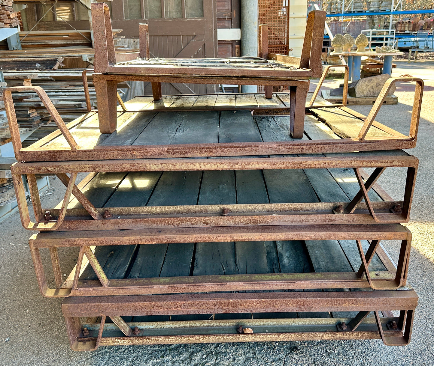 Antique Industrial Cast Iron Pallet w/ Wood Slats - 12 Available GA20528