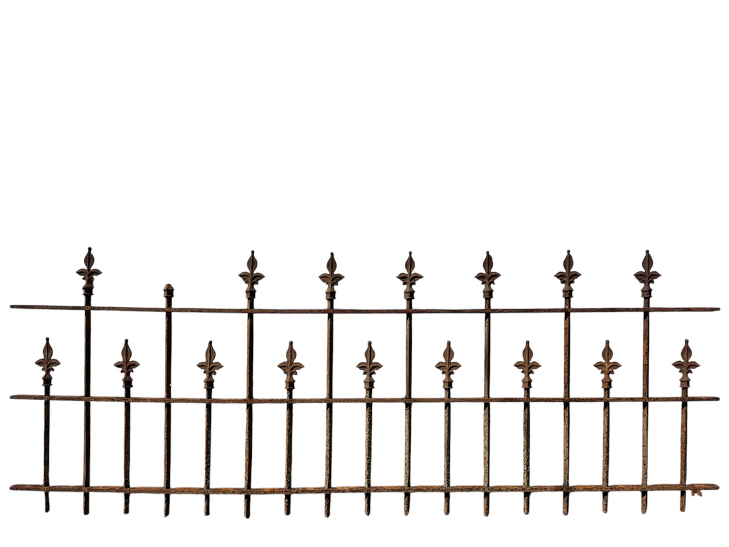 34 Ft of Antique Wrought Iron Fencing w/ Fleur-de-lis Finials GA20988