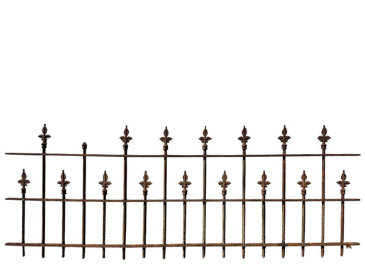 34 Ft of Antique Wrought Iron Fencing w/ Fleur-de-lis Finials GA20988