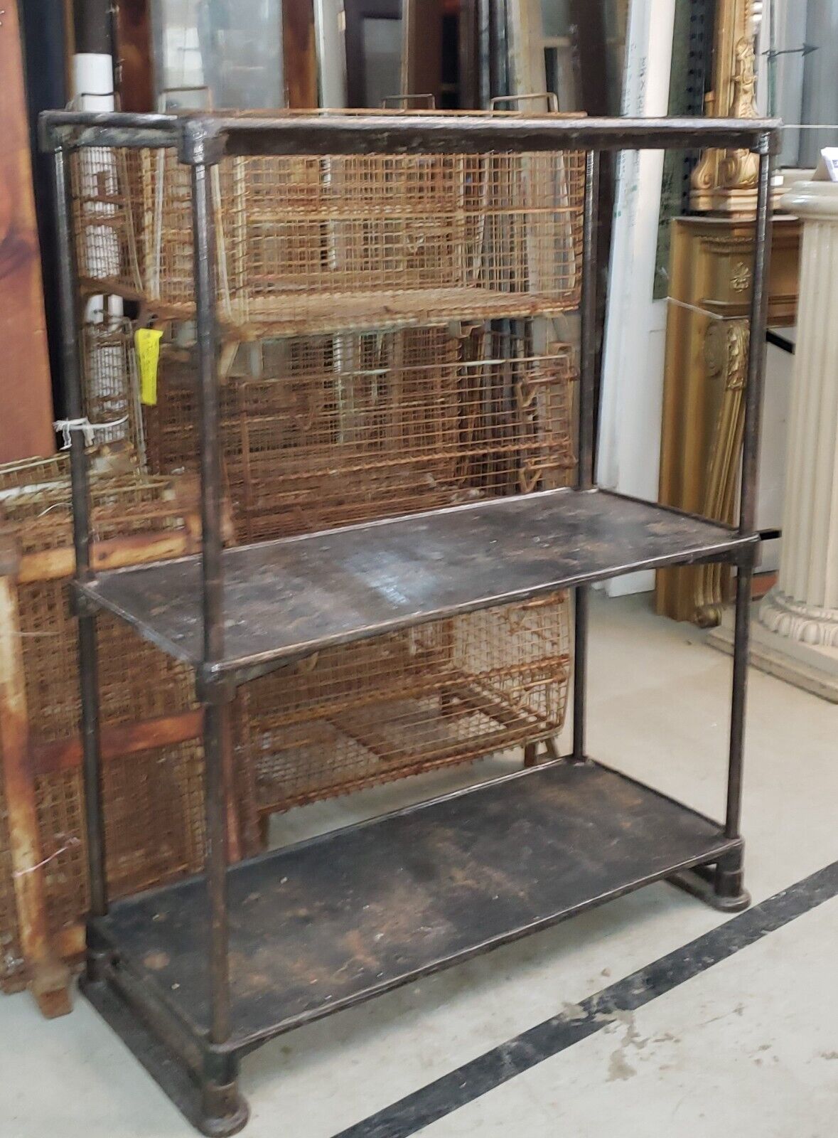 Salvaged Factory Cast Iron Three Tiered Etagere Shelf