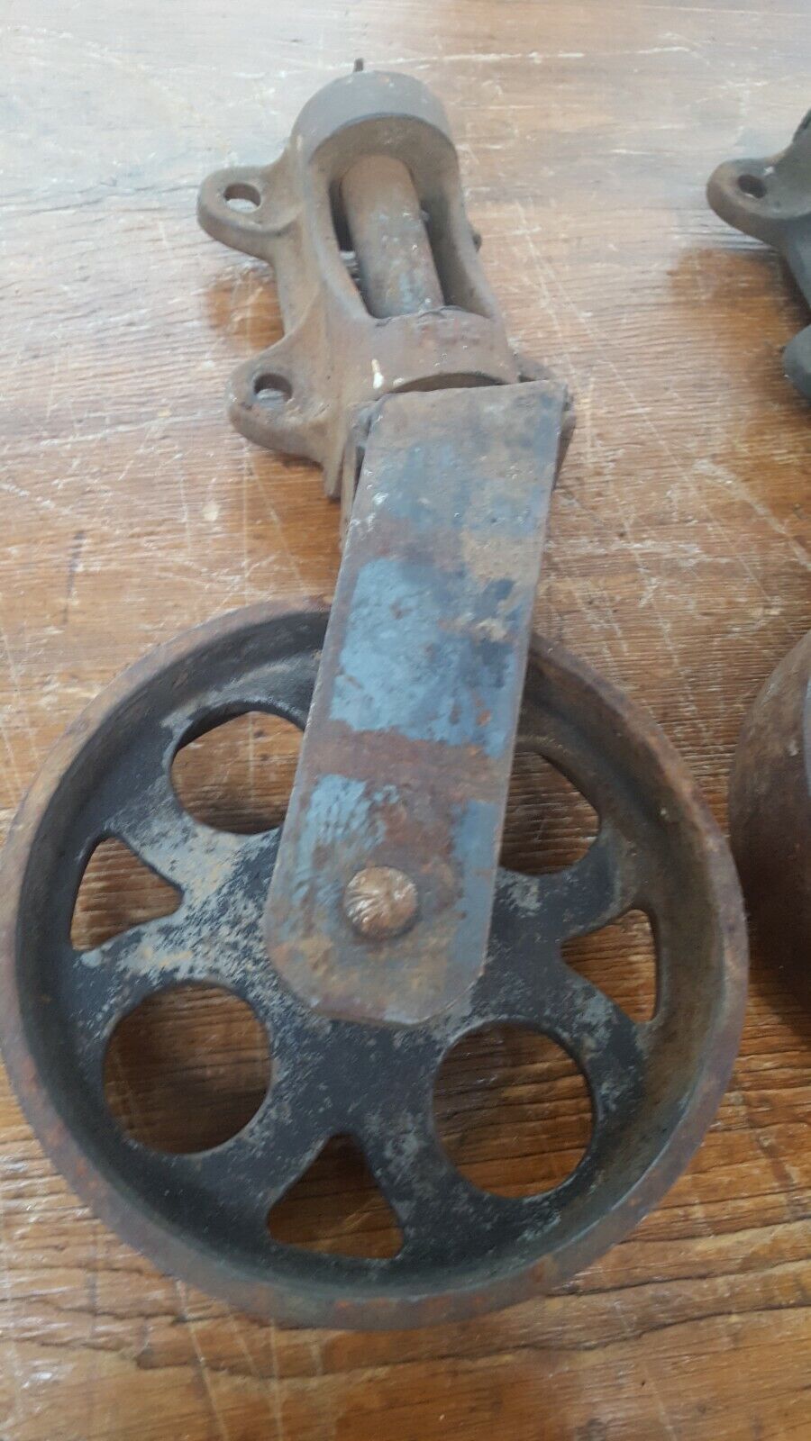 Set of 4 Very Large Cast Iron Industrial Swivel Casters
