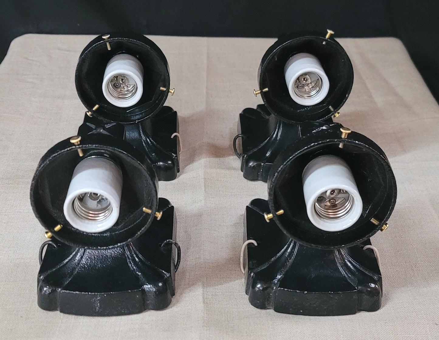 Set of 4 Restored Art Deco Cast Iron Exterior Sconces 7 1/2" T x 4 3/4" GS010918