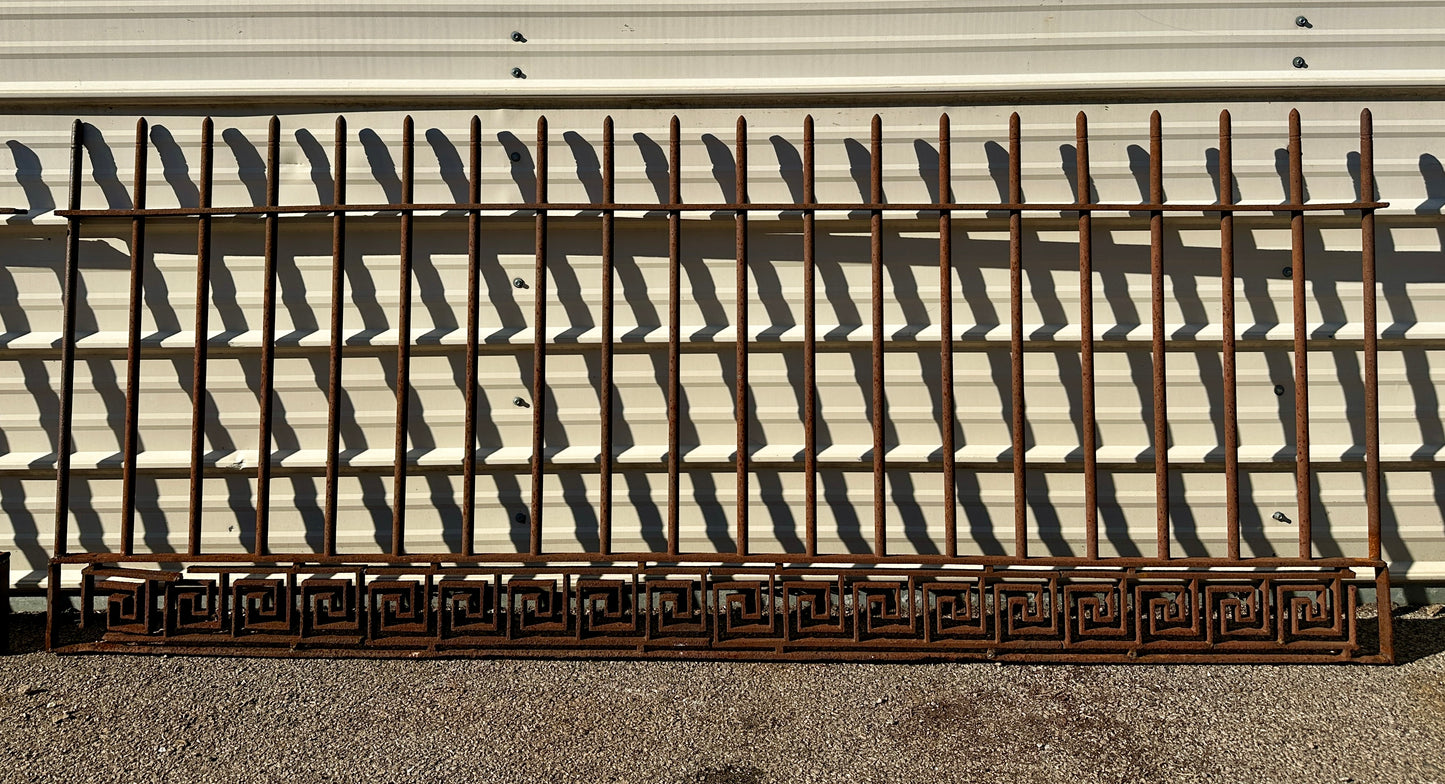 20 Feet of Antique Wrought Iron Fencing w/ Greek Key Design GA20788