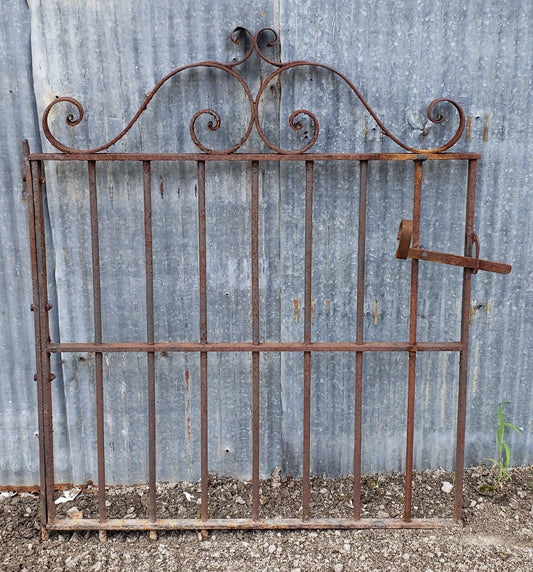 Wrought Iron Gate with Ornate Top & Side Latch 32 3/8" W x 39" T GS00069