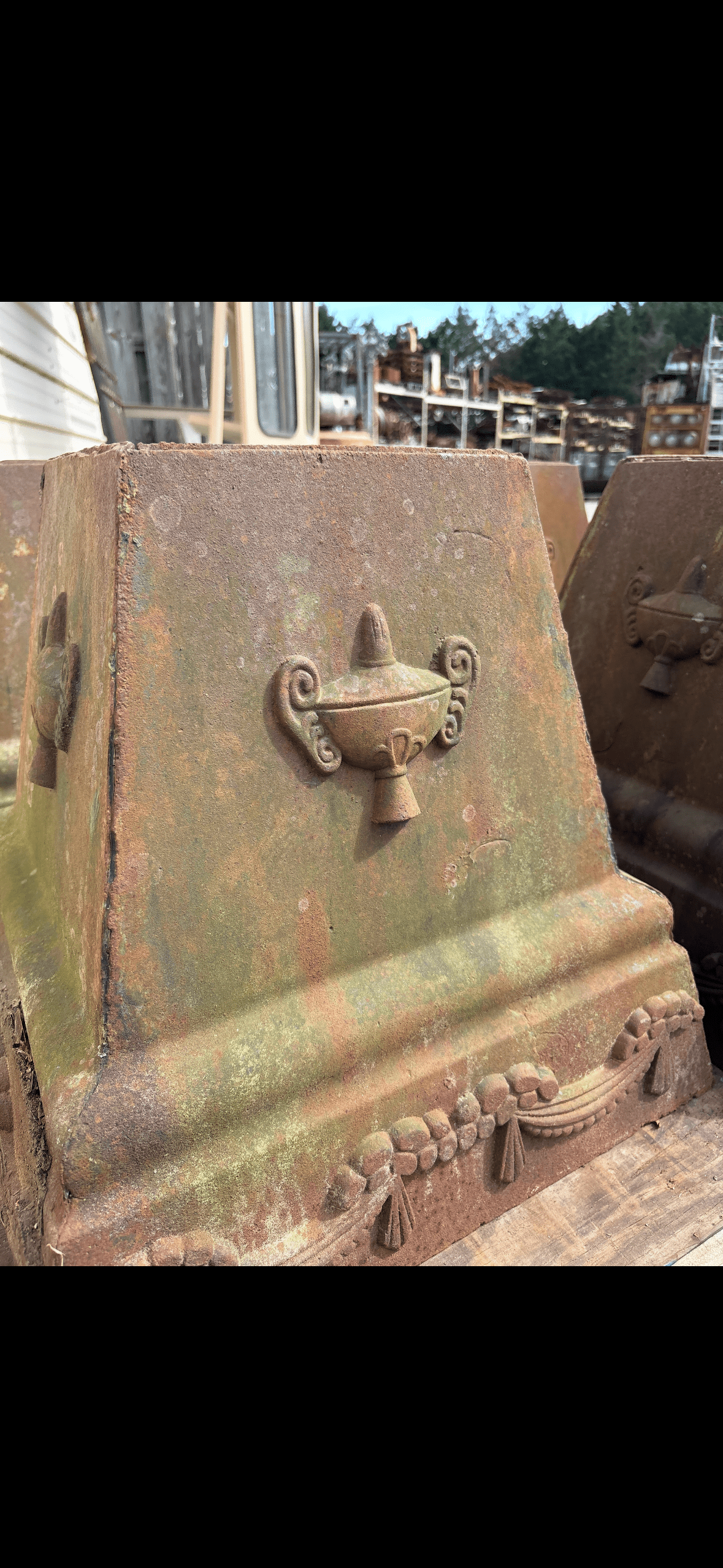 Ornate Cast Iron Urn Bases - 4 Available GA20461