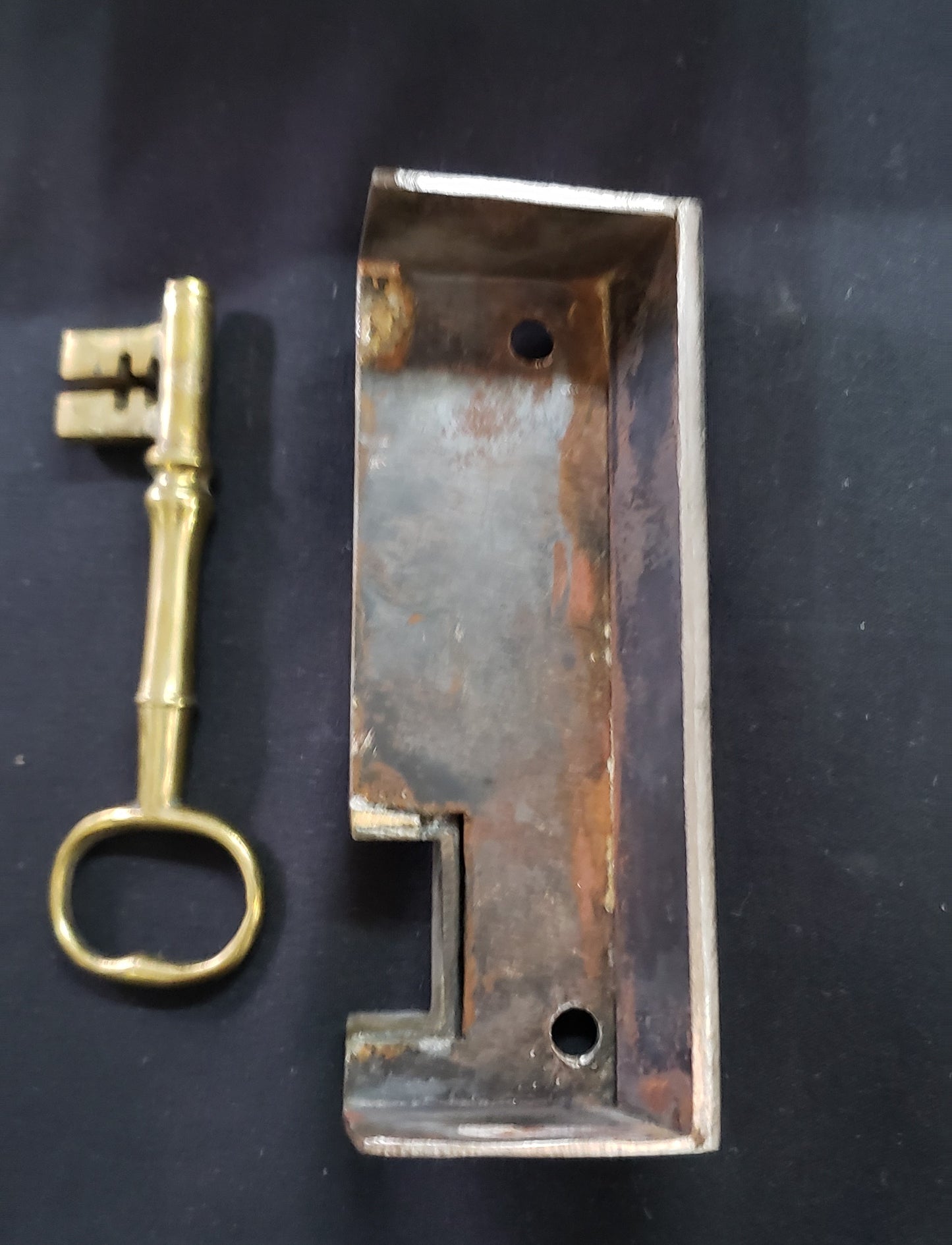 Restored Right Side Carpenter Style Rim Lock Set 6 1/4" x 4" GS00990