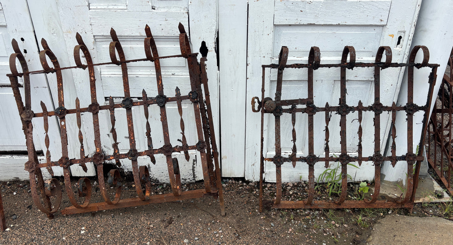 76 Feet of Iron Fence Panels with Cast Iron Rosettes GA21365