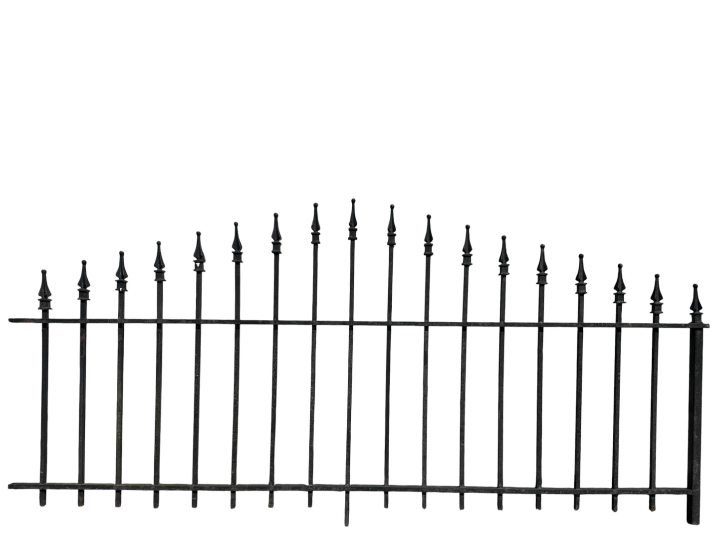 53 Ft of Antique Wrought Iron Fencing w/ Arrow Finials GA21037