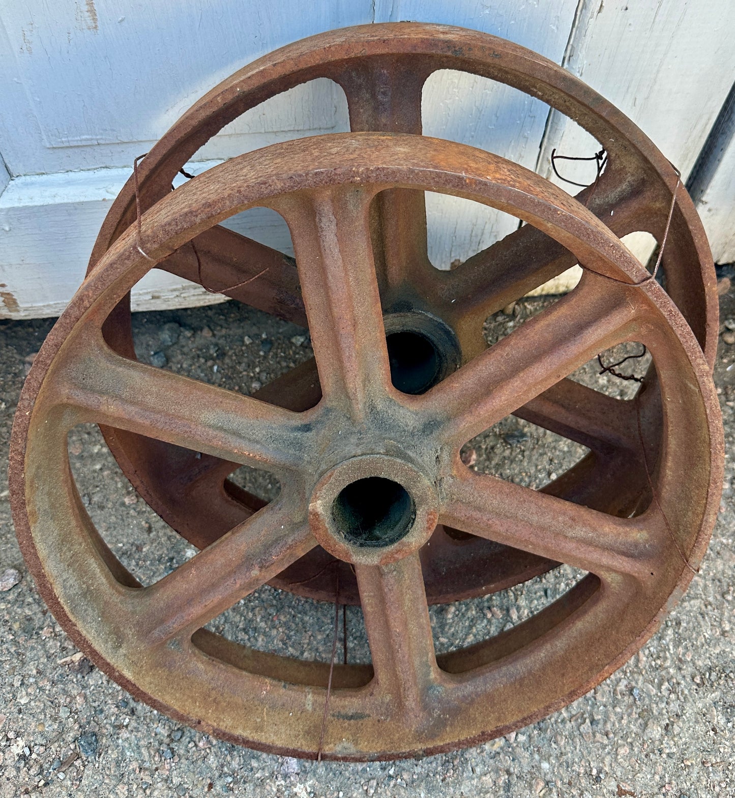 Pair of Industrial Cast Iron Cart Wheels GA20936