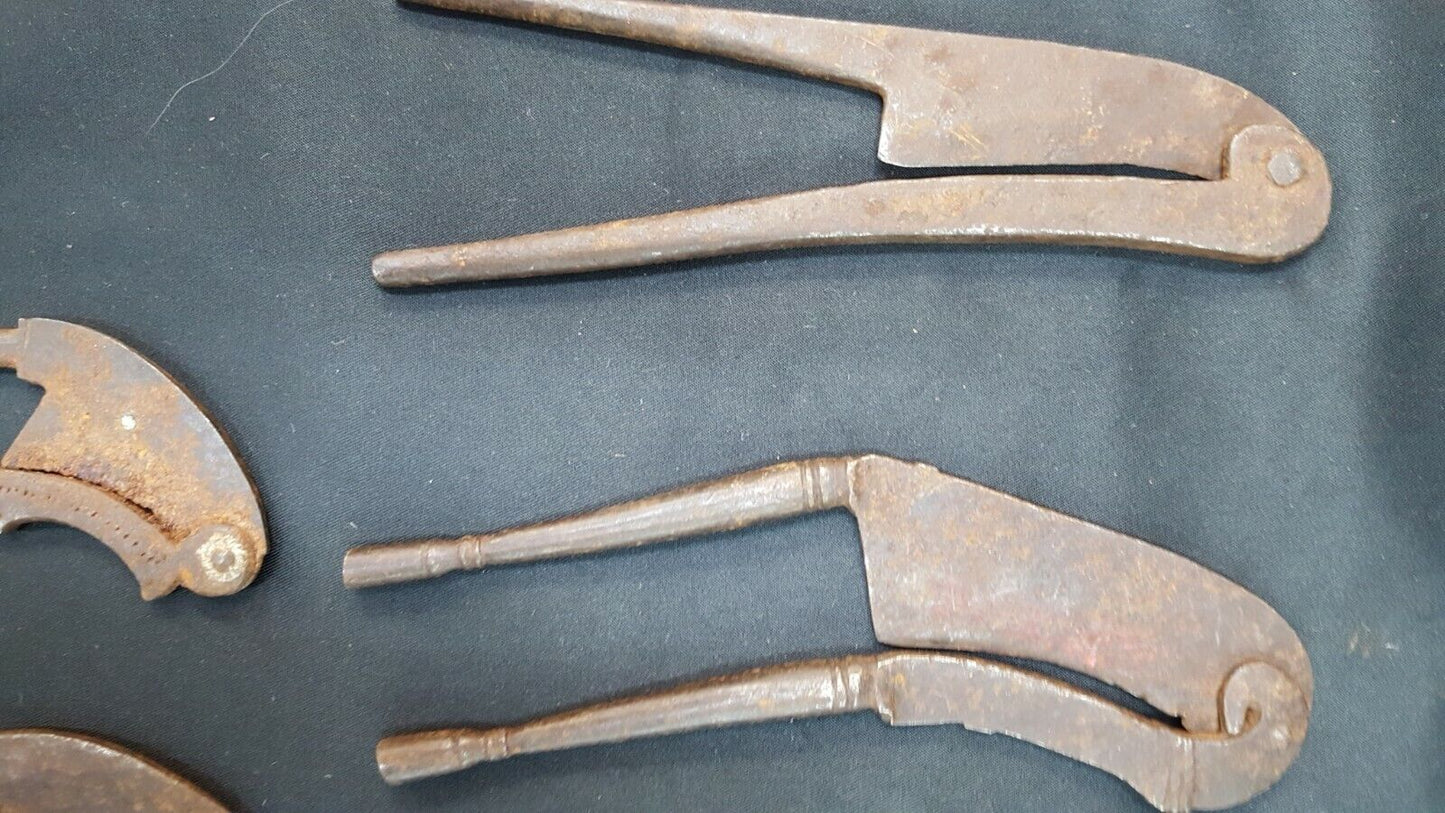 Set of 7 1800's Betel Iron Nut Cutters