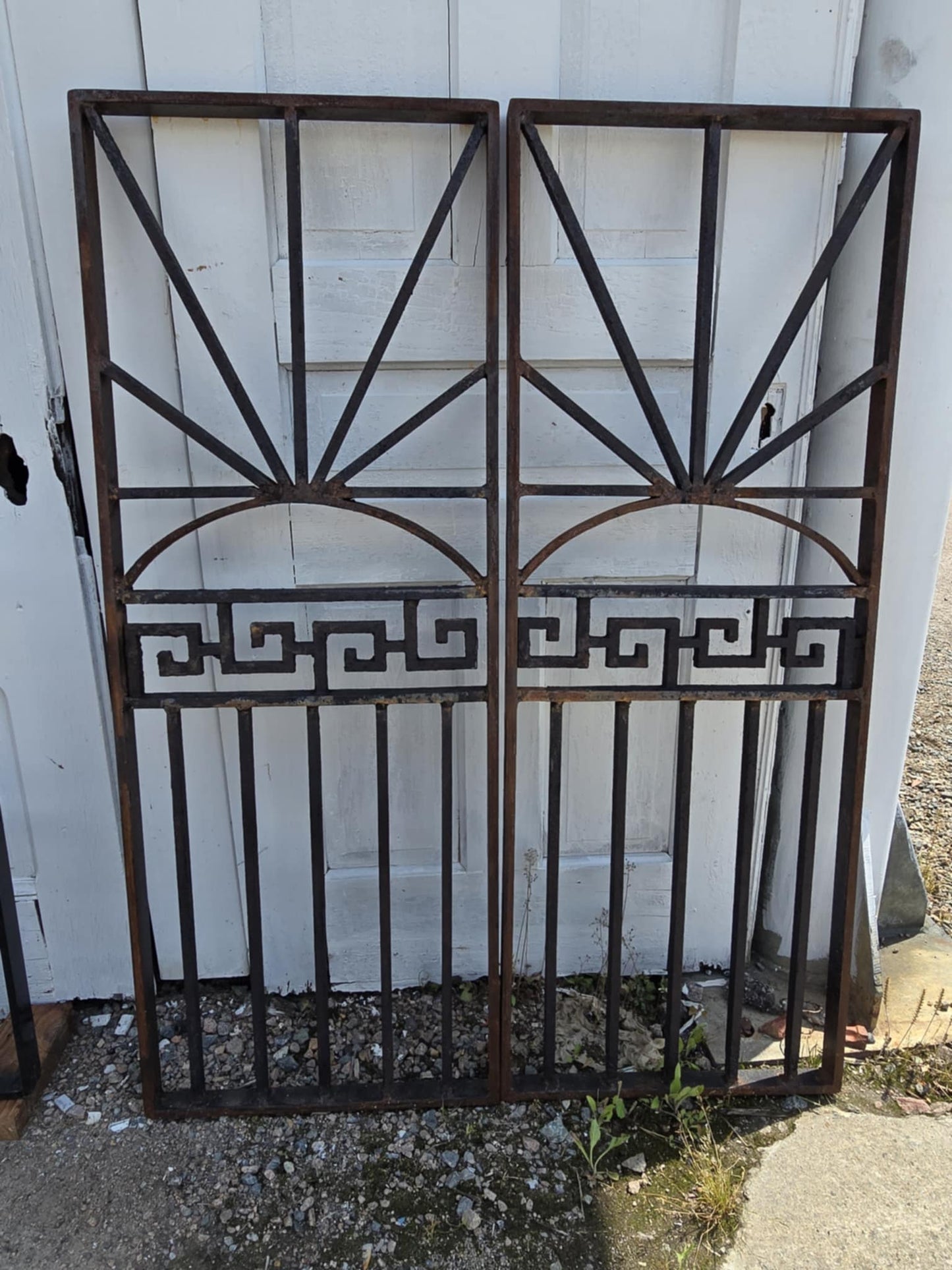 Antique Geometric Iron Gate Pair GAM0454
