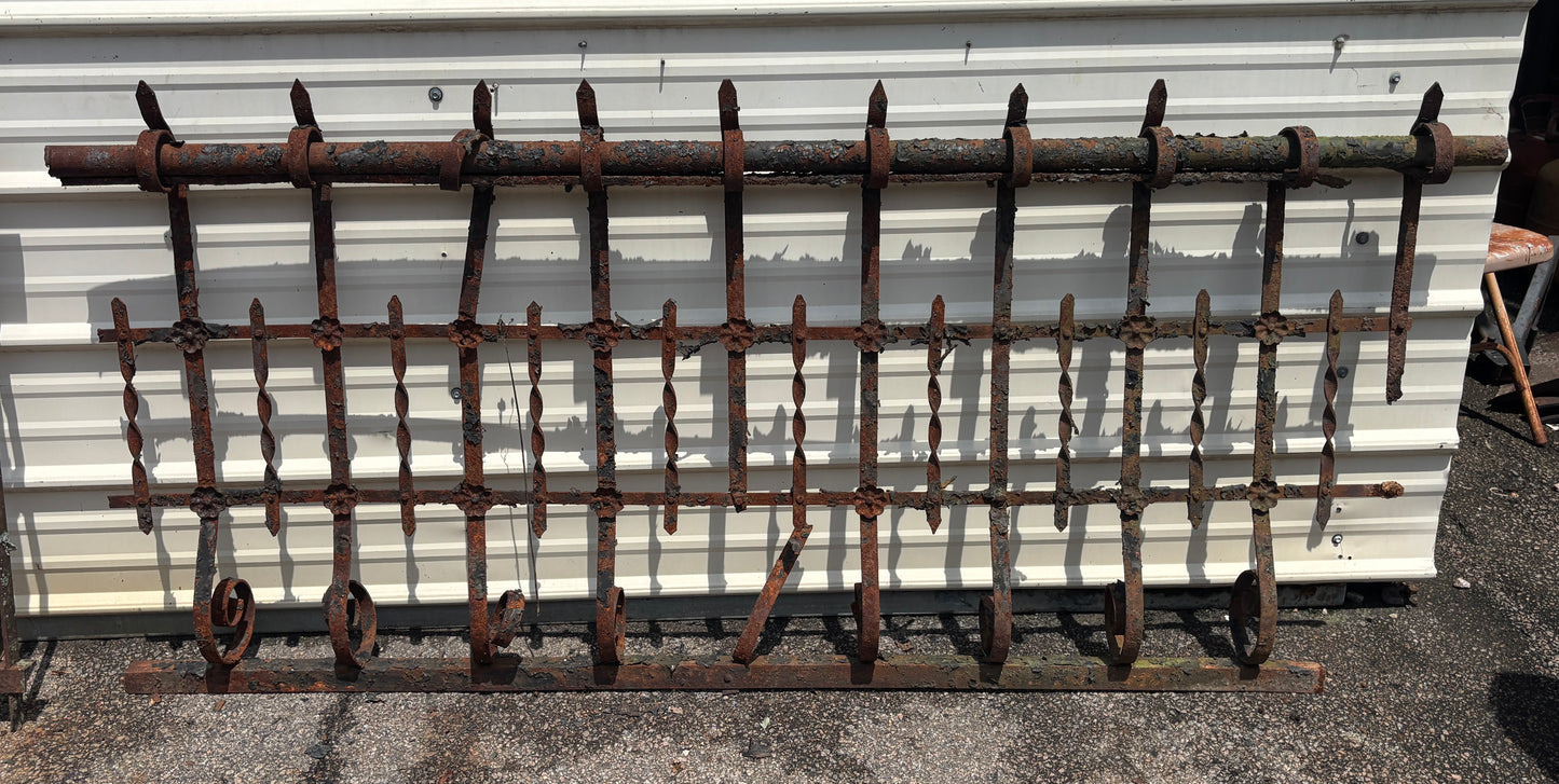 32 Feet of Iron Fence Panels with Pressed Tin Rosettes GA21366