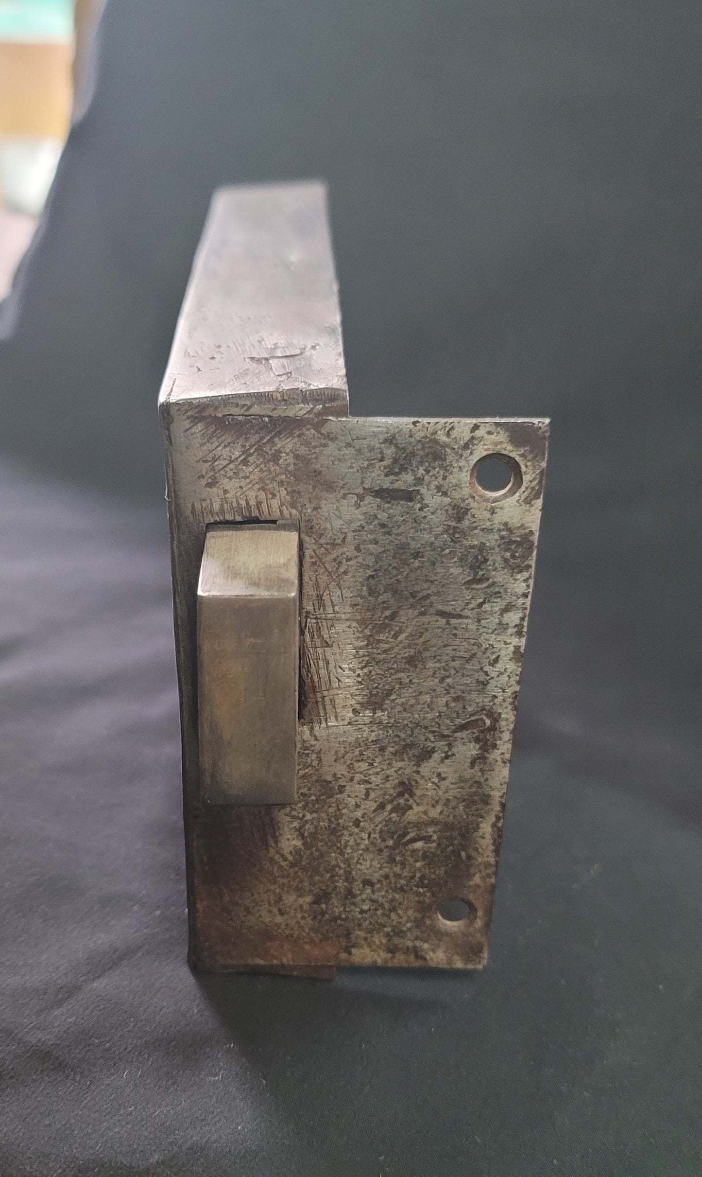 Restored Right Side Rim Lock Set w/ Keeper & Key 7 1/8" wide x 4 3/8" GS00989