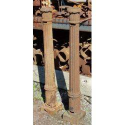 Set of 2 Cast Iron Tall Narrow Leaf Collared Newel Posts #GA86