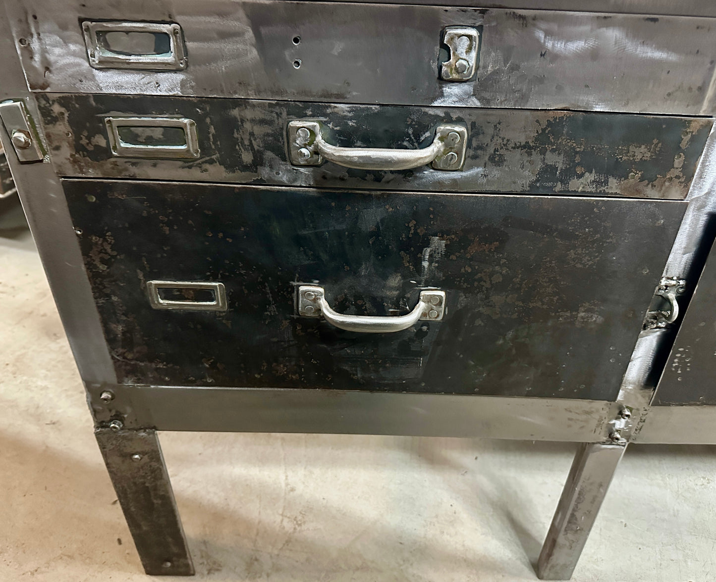 Industrial Salvaged Butcher Block & Steel Work Table GA20813