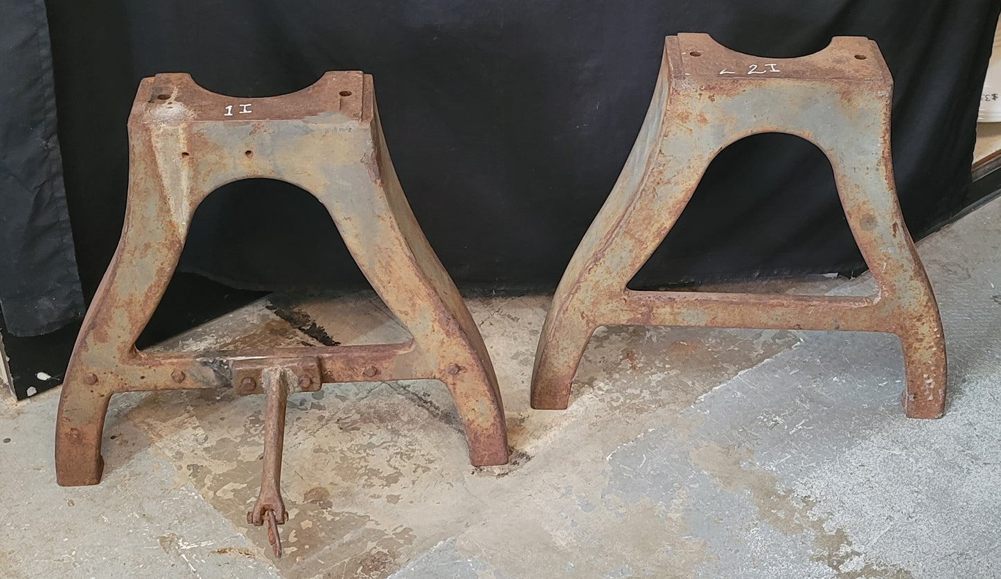 Pair of Cast Iron Factory Machine Tapered Table Base Legs 20 1/2" T GS00688