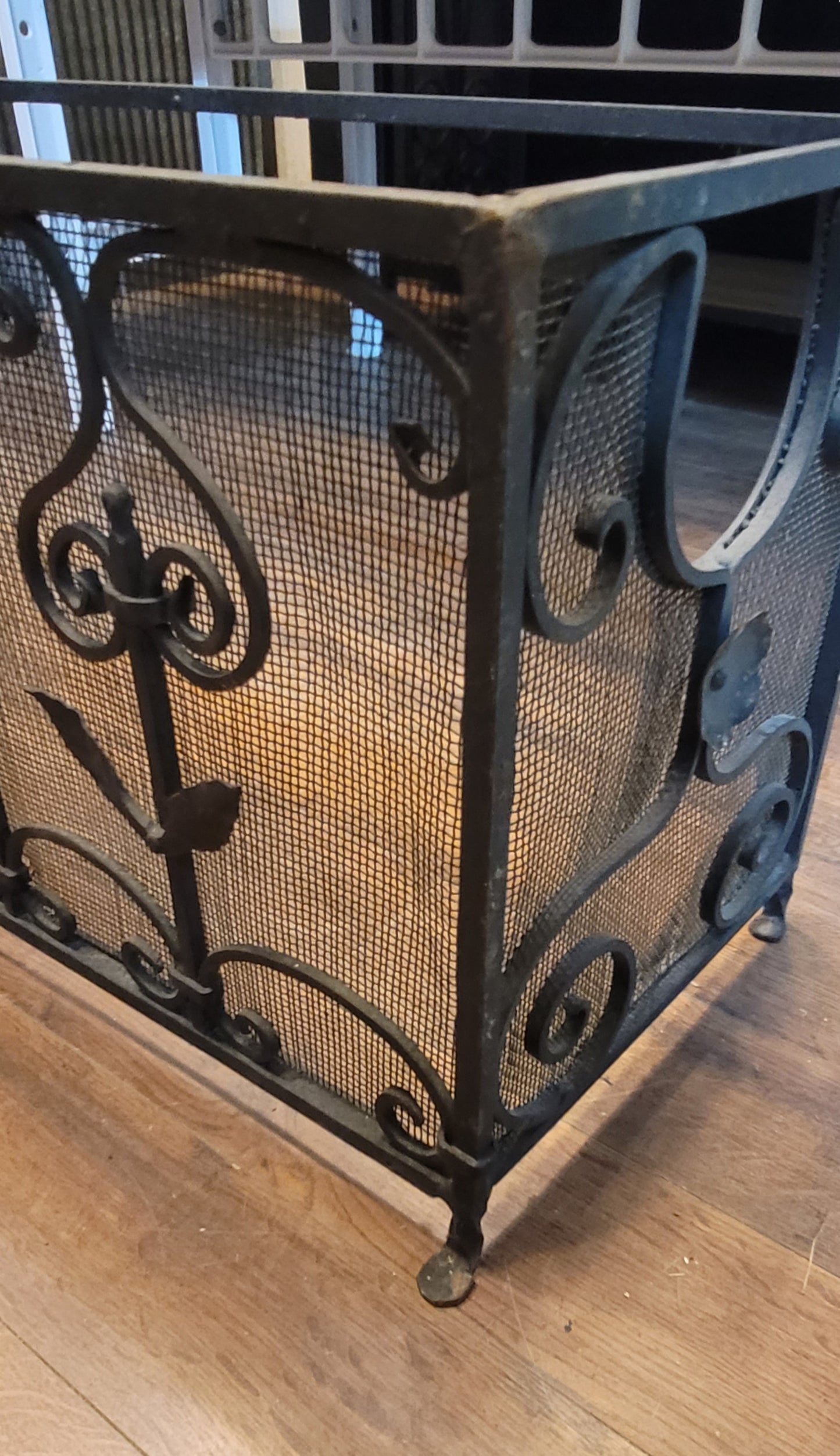 Vintage Ornate Wrought Iron Fireplace Fender 64" L x 16 1/2" T x 14" D GS00820