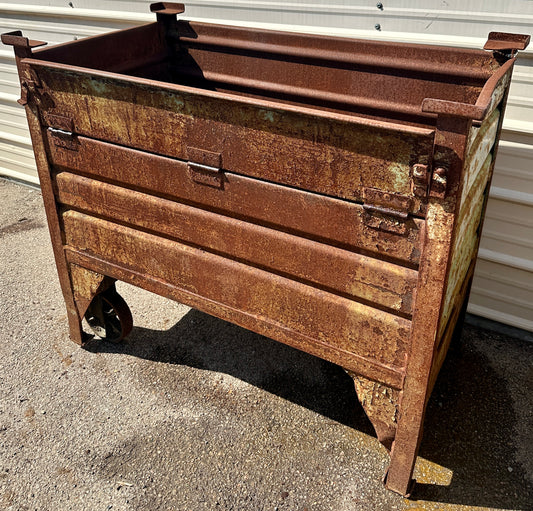 Vintage Industrial Steel Rolling Scrap Bin GA20959