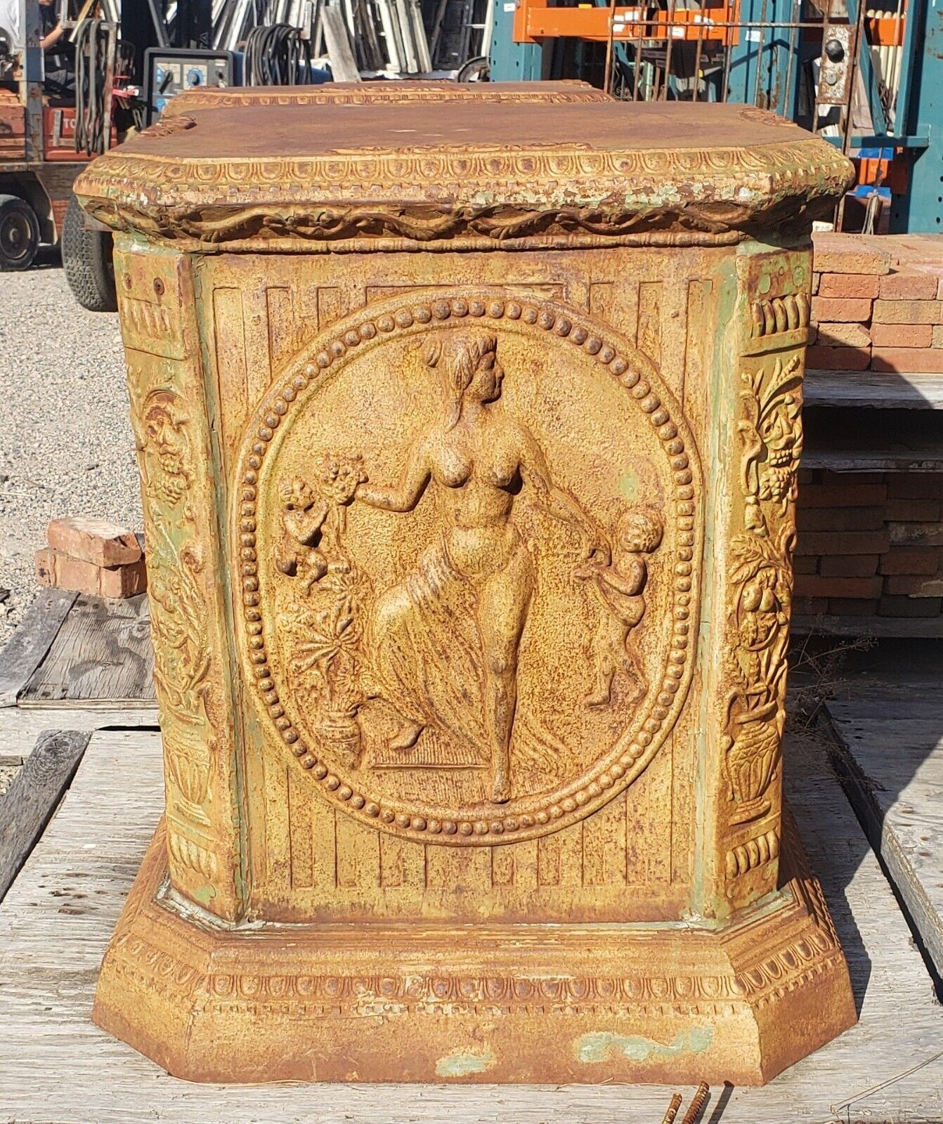 Pair of Huge Cast Iron Ornate Pedestals
