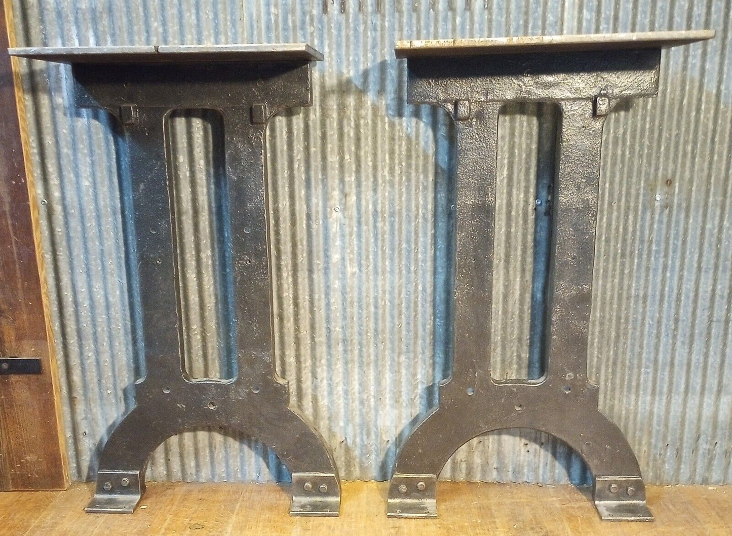 Pair of Art Deco Cast Iron Machine Legs 33 1/2" T x 19 3/4" W