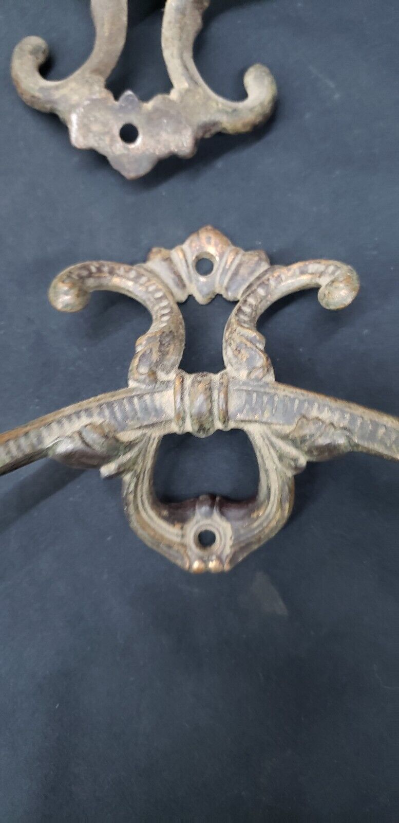 Set of 4 Victorian Cast Iron Double Hall Tree Coat Hooks
