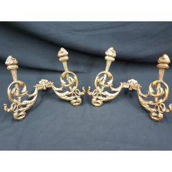 Set of Two Cast Iron Large Ornate Design Hall Tree Double Hooks #GA 12