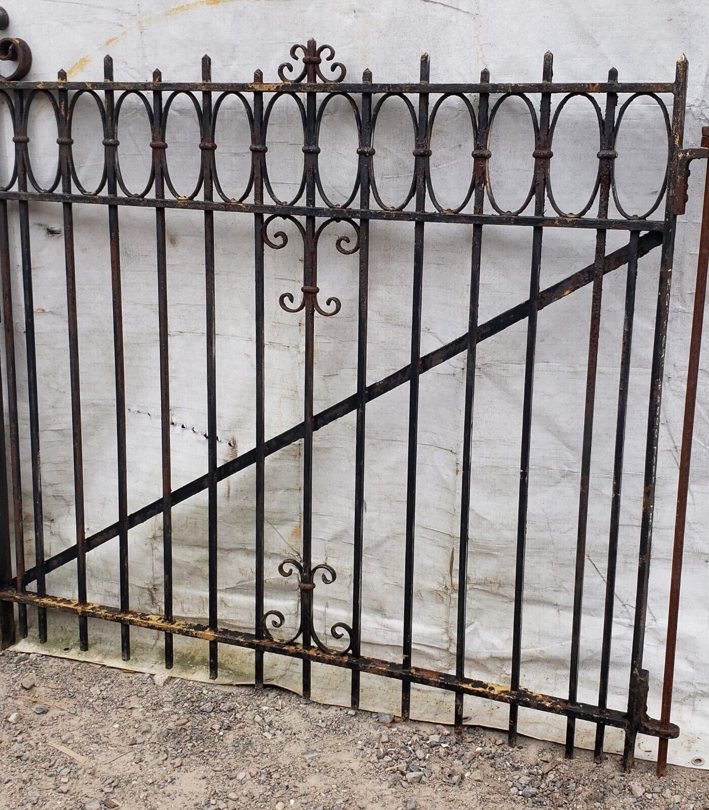 Pair of Ornate Wrought Iron Gates 110 1/2” Wide x 49 1/2" Tall GA9478