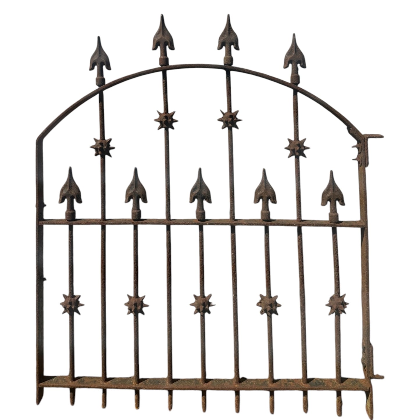 Antique Wrought Iron Gate w/ Arrow and Spike Finials - 33" W x 38.5" T - GA20969
