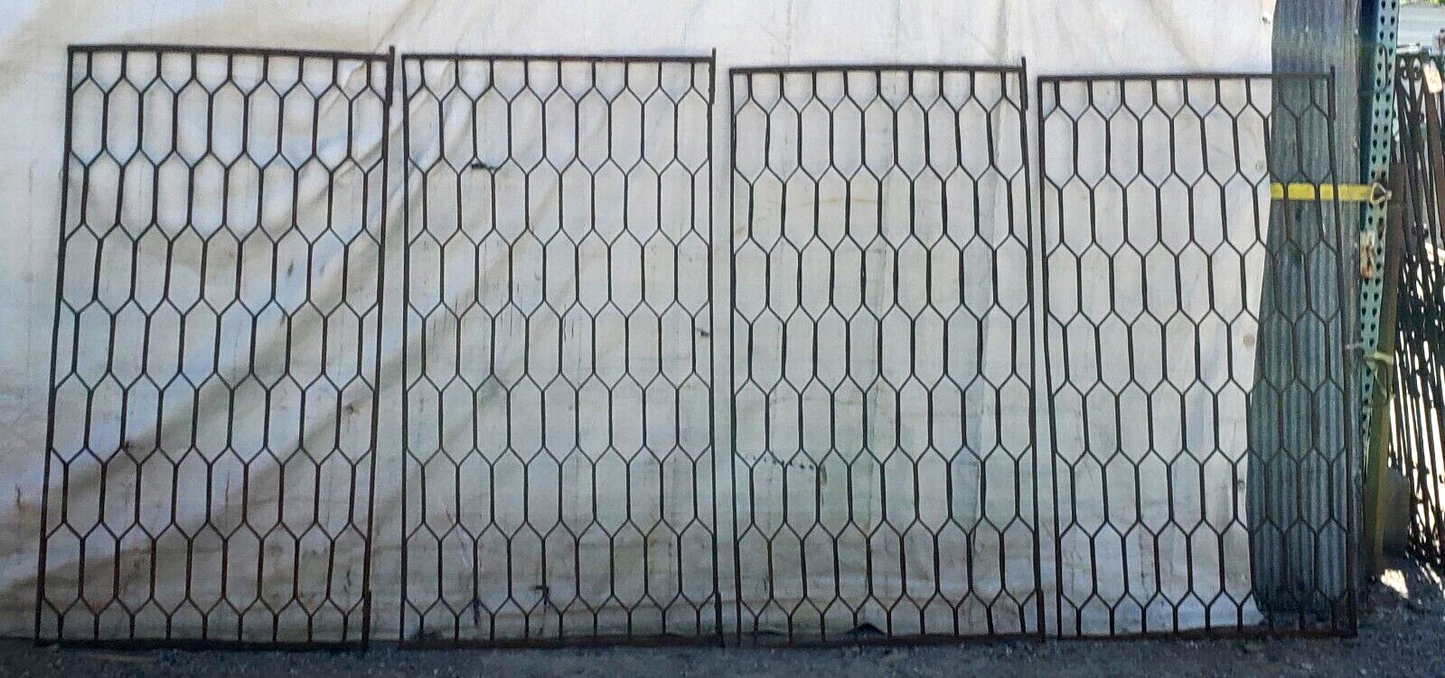 Set of 4 Wrought Iron Honeycomb Design Gate Panels Wide GA9438