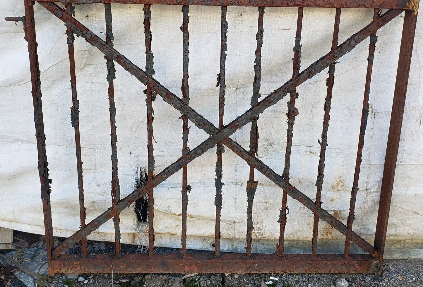 Ornate Cross Hatch Wrought Iron Gate with Ball Finials 35" by 40" GA9596