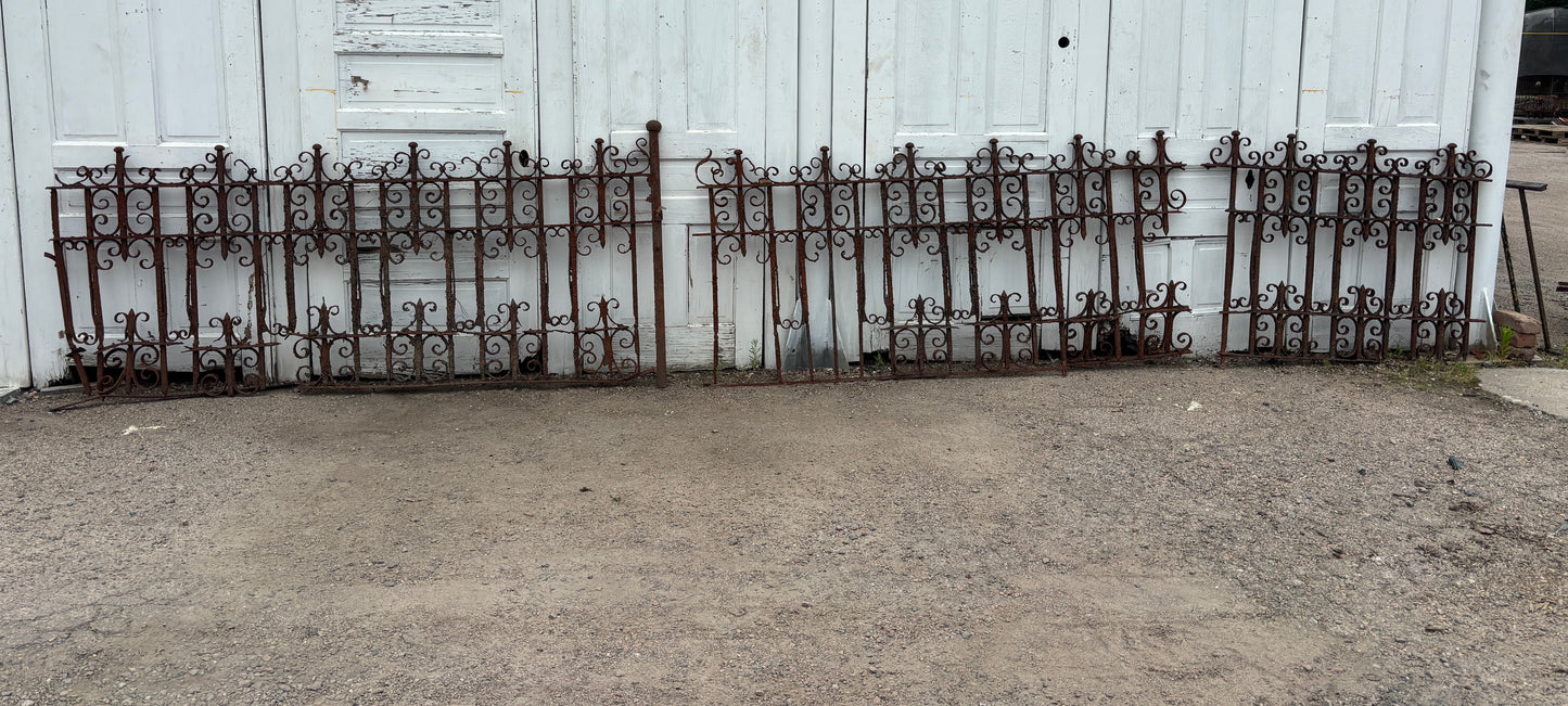 18.5 Feet of Decorative Wrought Iron Fence Panels GA21221