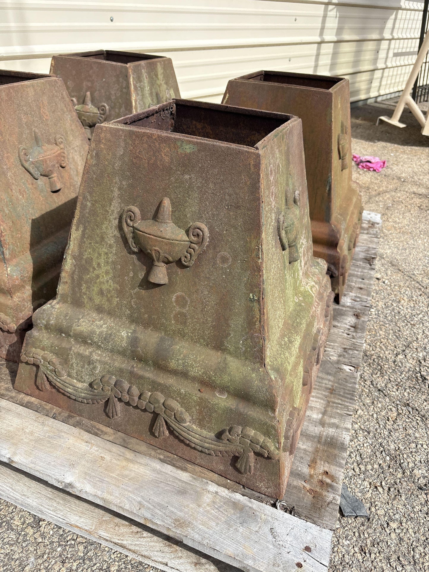 Ornate Cast Iron Urn Bases - 4 Available GA20461