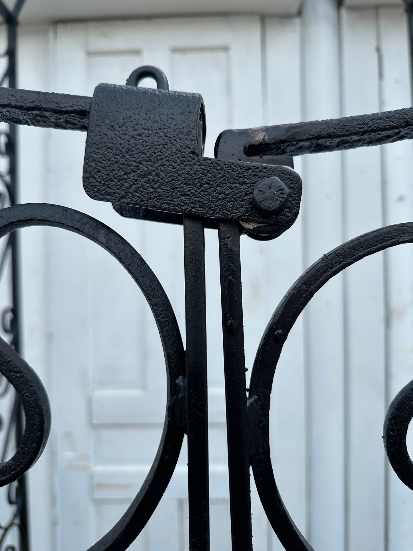 Custom-Built Wrought Iron Arbor w/ Crescent Top Entryway Gates GA20319