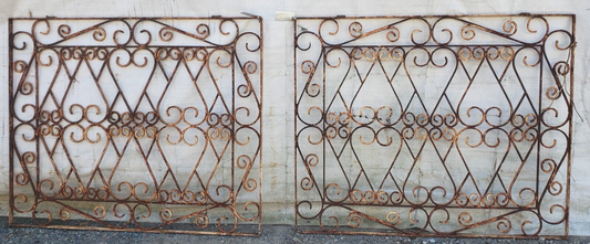 Pair of Ornate Wrought Iron Driveway Property Gates 39" x 48 1/2" GA9432