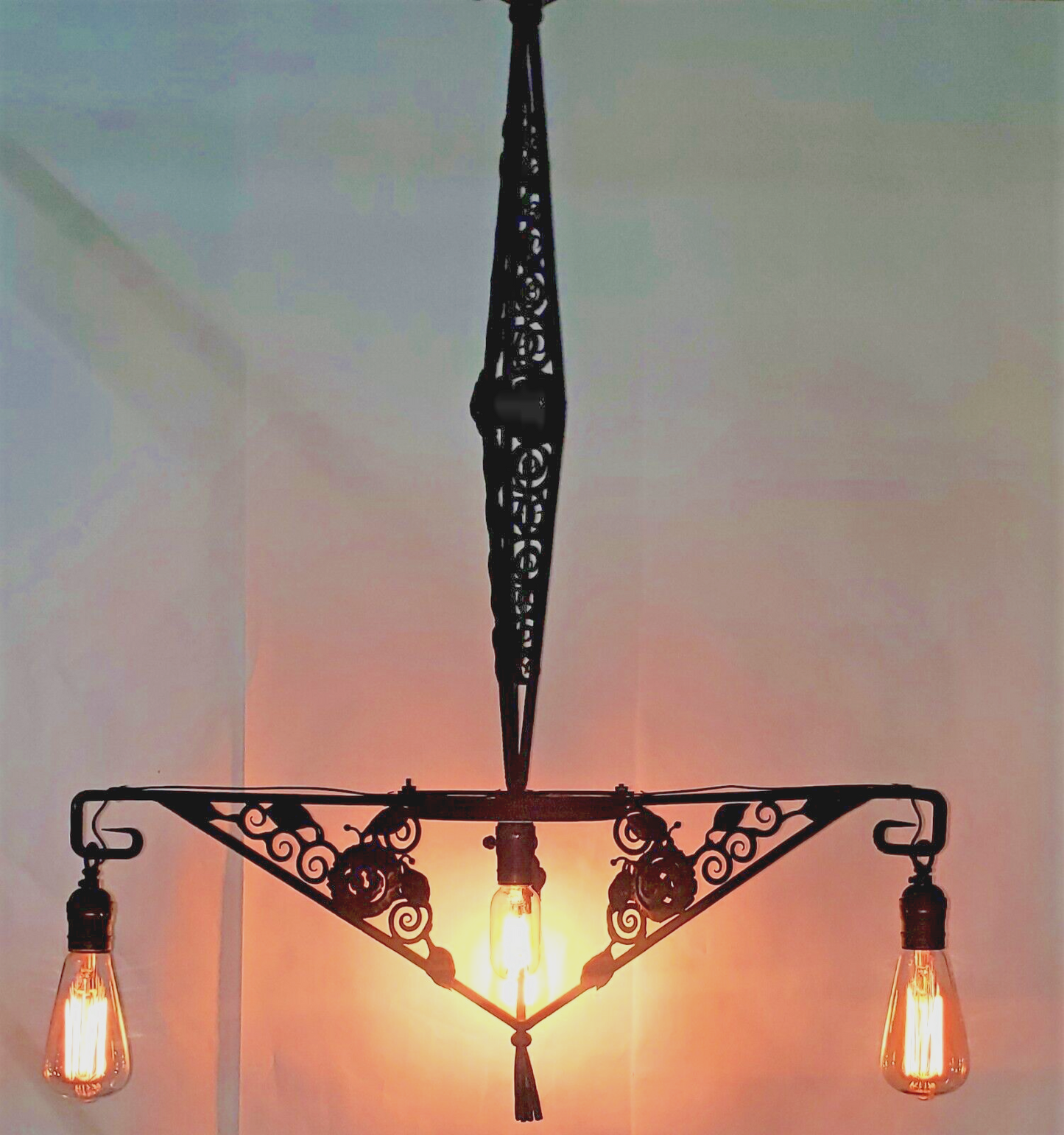 Ornate Black Wrought Iron 4 Light Chandelier 38 1/2" x 26 1/2" #GA9183