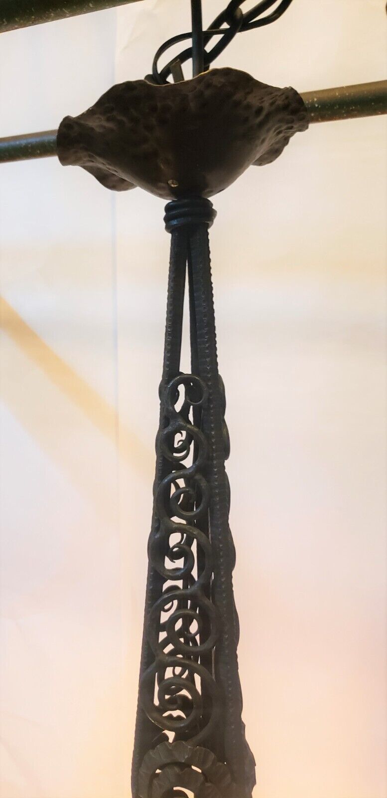 Ornate Black Wrought Iron 4 Light Chandelier 38 1/2" x 26 1/2" #GA9183