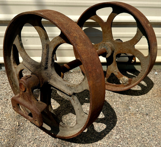 Pair of Industrial Cast Iron Cart Wheels GA20950