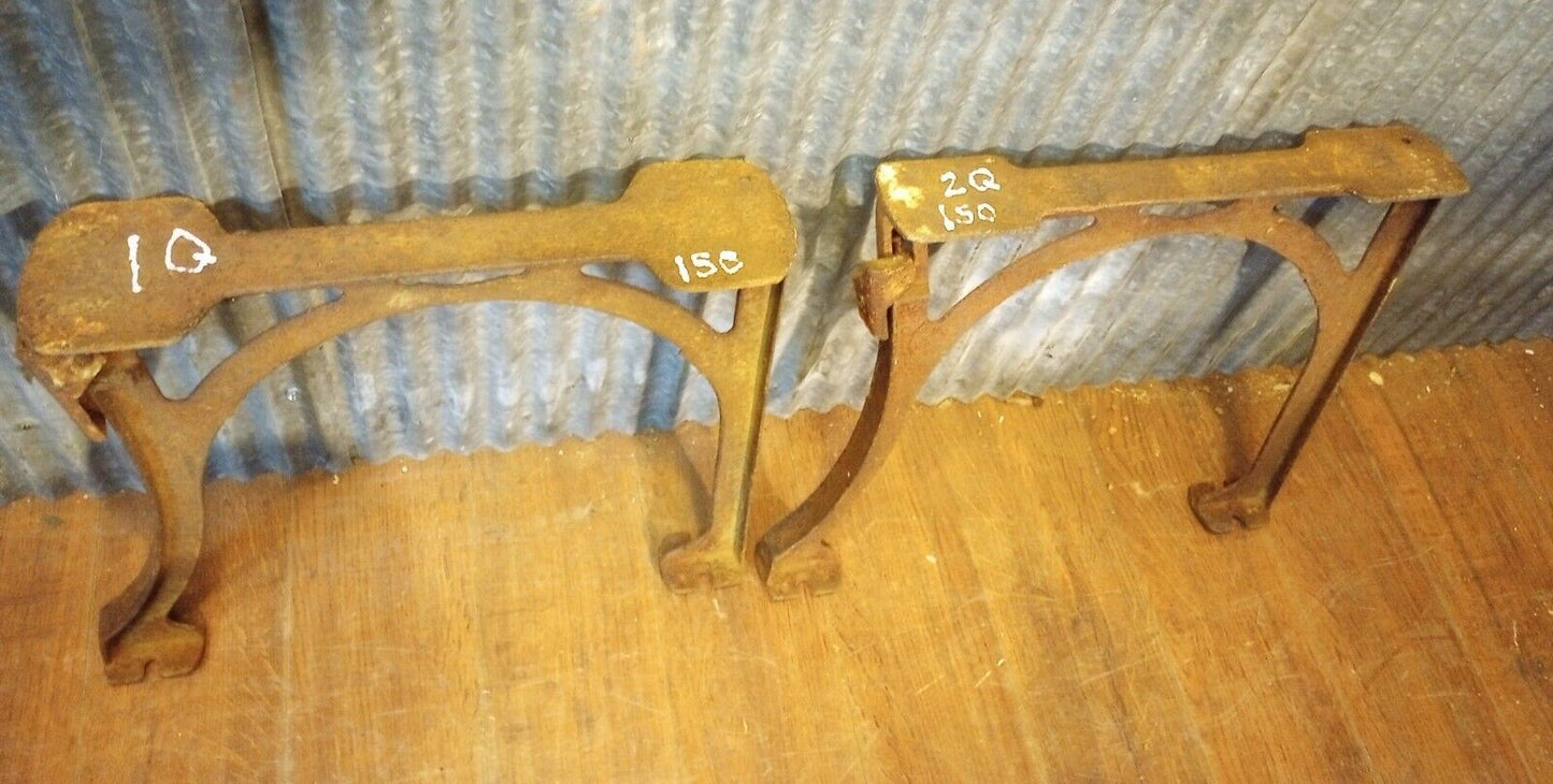 Pair of Cast Iron Art Deco Machine Legs 14 1/4" Tall x 17" Wide
