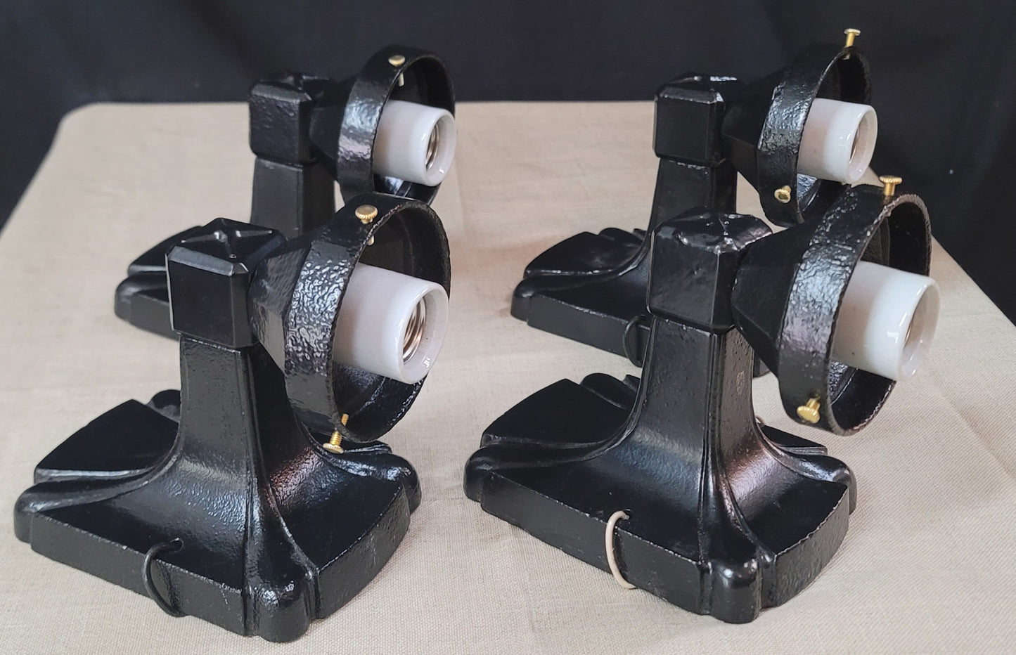 Set of 4 Restored Art Deco Cast Iron Exterior Sconces 7 1/2" T x 4 3/4" GS010918
