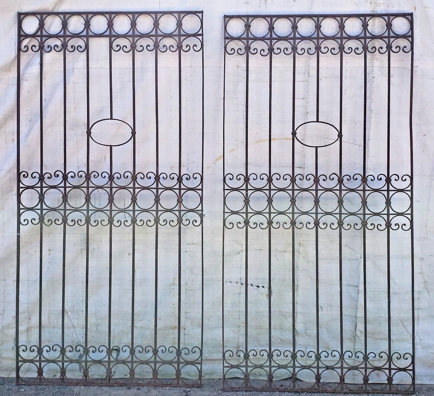 Pair of Wrought Iron Driveway or Property Gates 80" Tall x 40 1/2" Wide GA9436