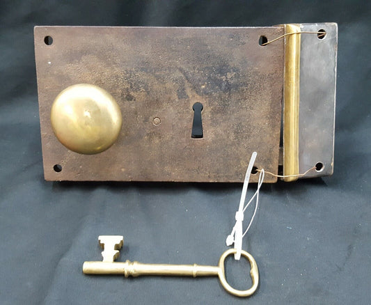 Restored 1800's Right Sided Iron & Brass Carpenter Style Lock Set