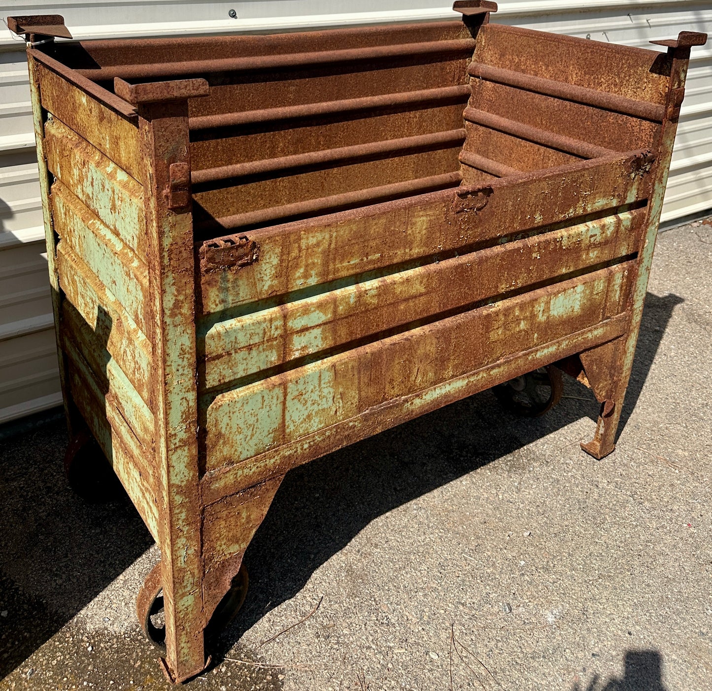 Vintage Industrial Steel Rolling Scrap Bin GA20960