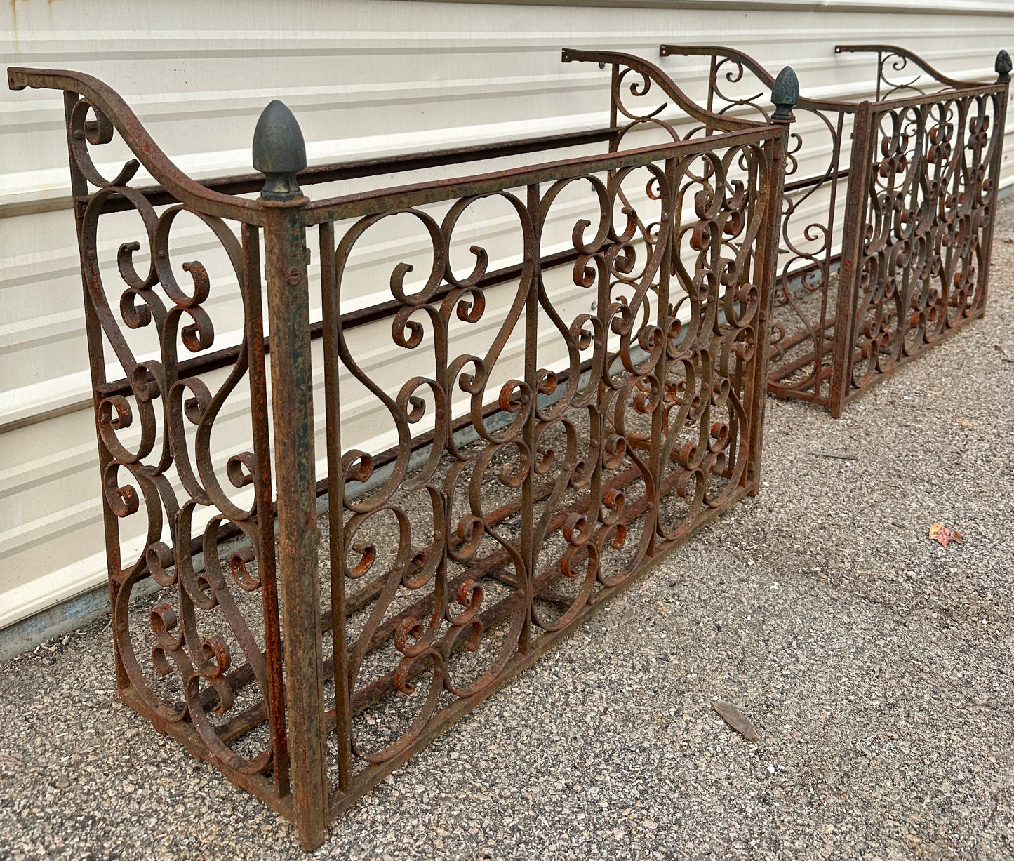Antique Iron Three-Sided Balcony Railing Pair GA20525
