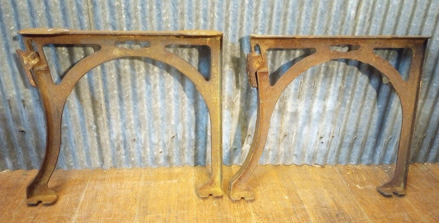 Pair of Cast Iron Art Deco Machine Legs 14 1/4" Tall x 17" Wide