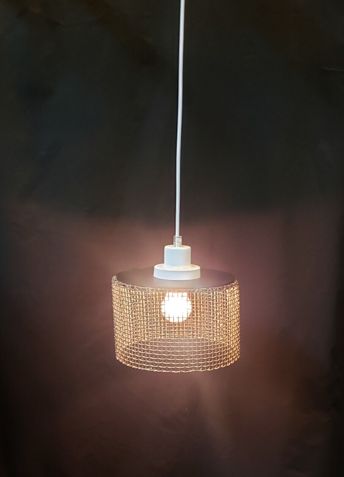 Repurposed Woven Steel Industrial Pendant Lights with Ceiling Caps