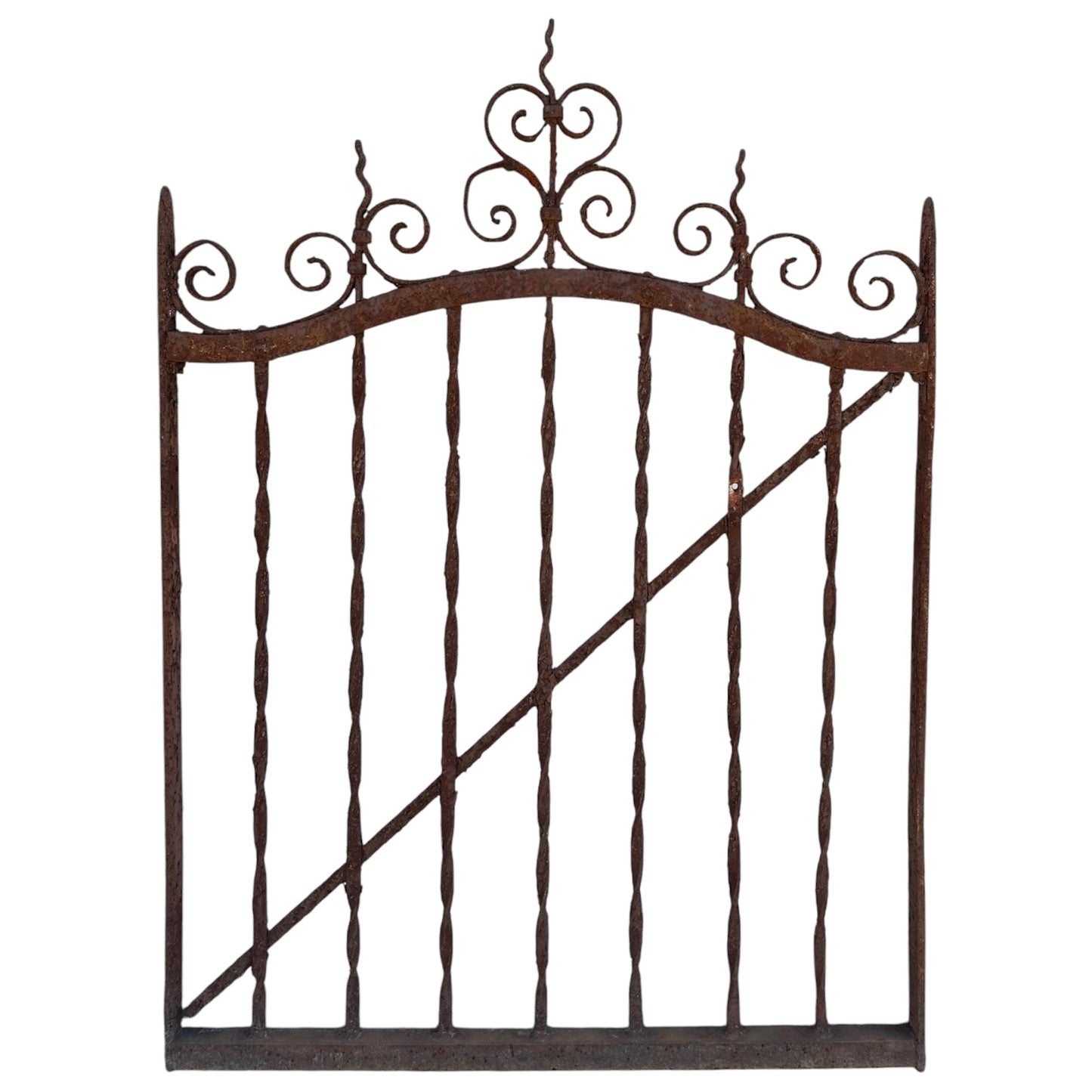 Antique Wrought Iron Garden Gate w/ Scrollwork 35" W x 48" T - GA20994